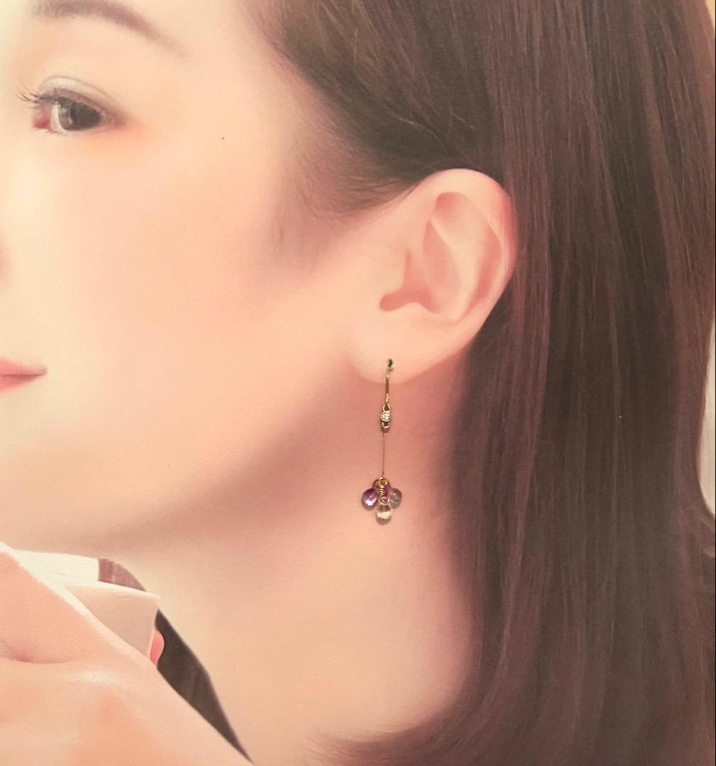 «947»◤完売◢クリア鈴丸ドロップビーズ*グラデーション*淡いパープルが美しい