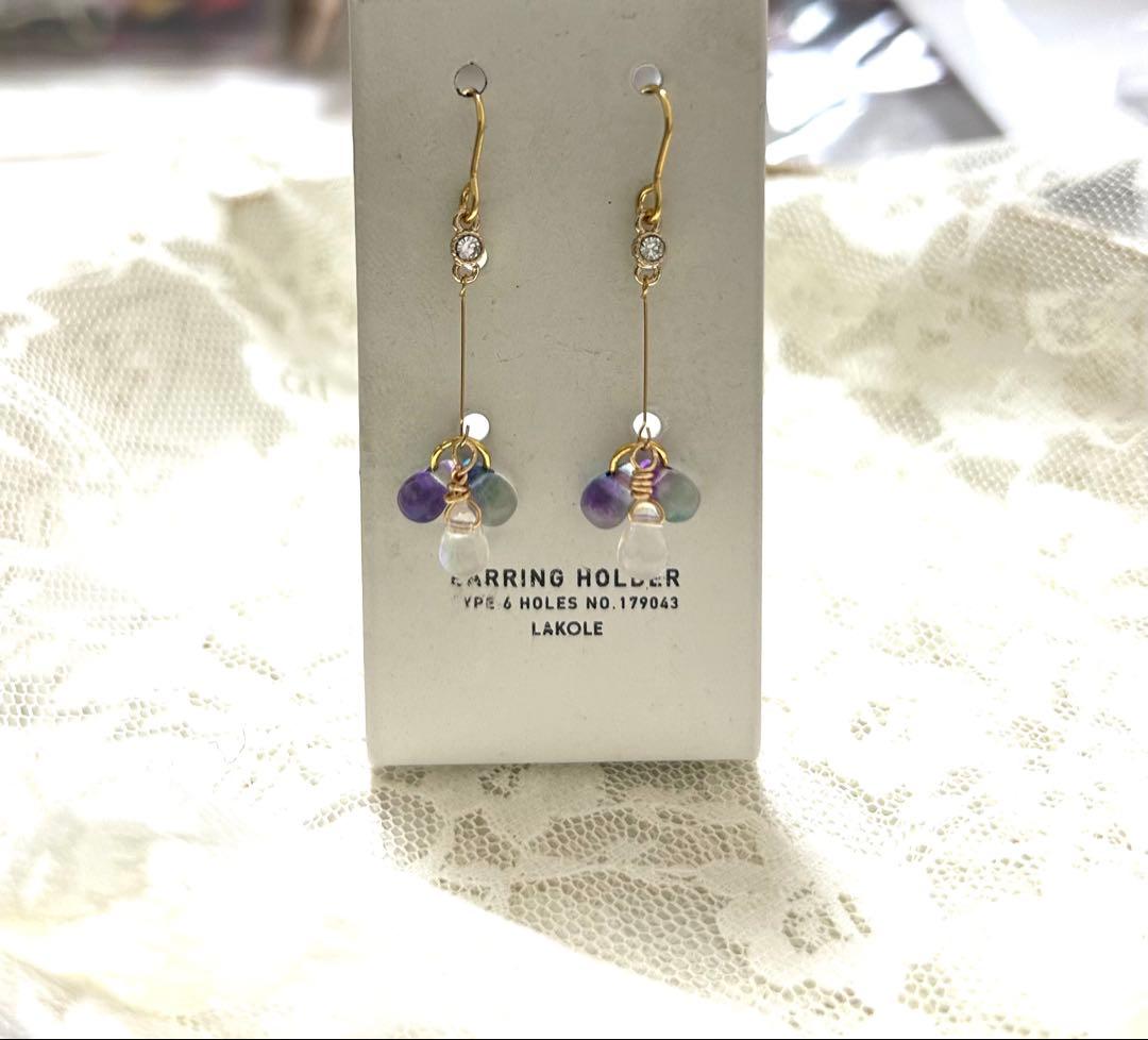 «947»◤完売◢クリア鈴丸ドロップビーズ*グラデーション*淡いパープルが美しい