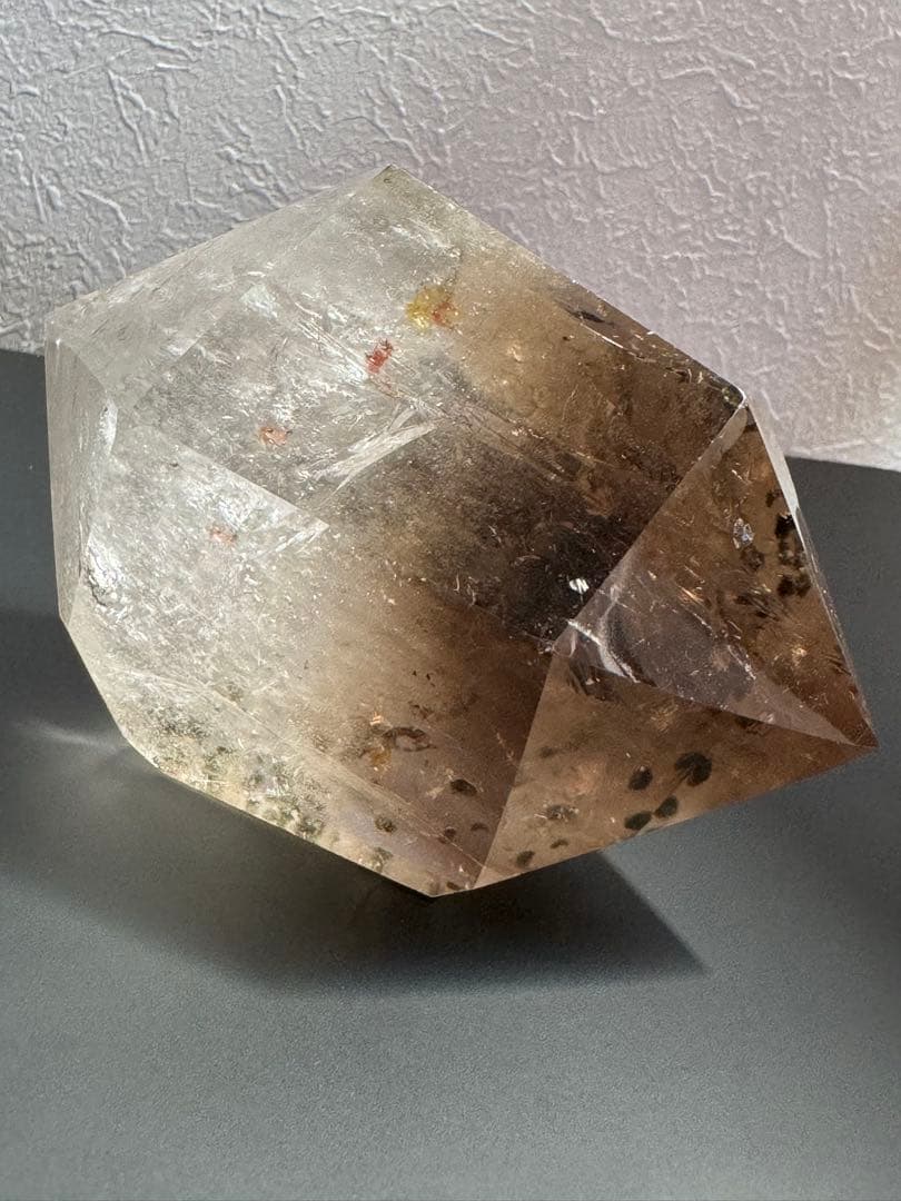 コレクション必見！虹の輝きバイカラースモーキークォーツ BIGダブルポイント