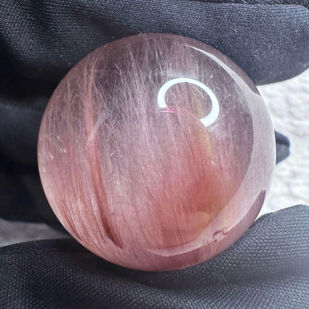 希少❗️極上別格品❗️超美品♡ピンクサゲニティックインクォーツ丸玉スフィアA1301