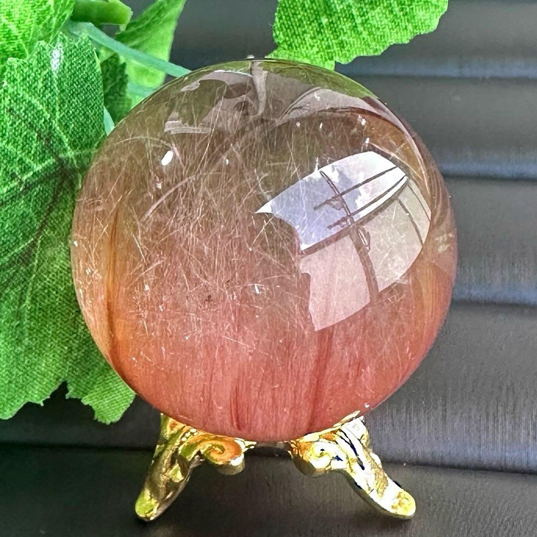 希少❗️極上別格品❗️超美品♡ピンクサゲニティックインクォーツ丸玉スフィアA1301