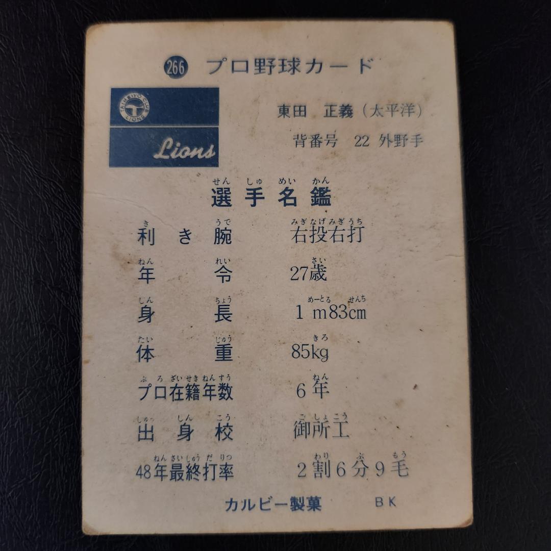 フ*ン様 カルビー野球カード 73年 No.266 東田正義 (太平洋)