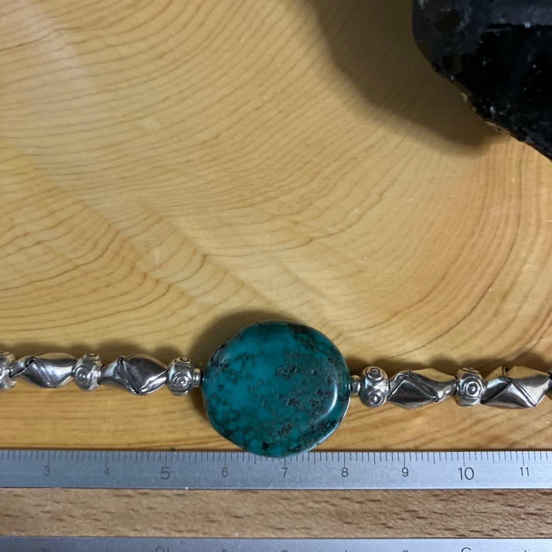 チベット・ターコイズ とカレンシルバーのシルバーブレスレット