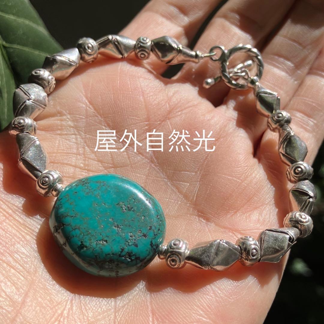 チベット・ターコイズ とカレンシルバーのシルバーブレスレット