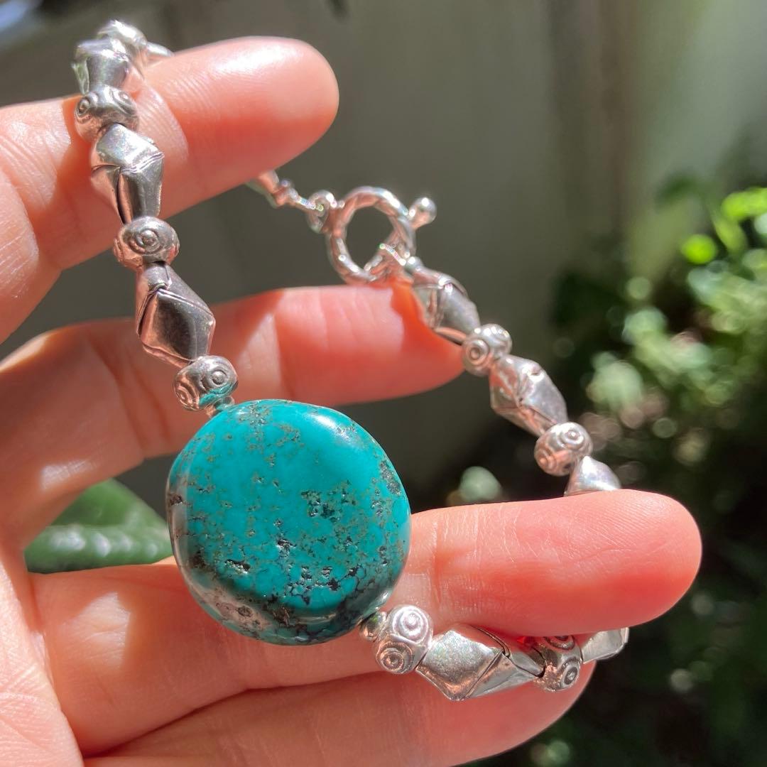 チベット・ターコイズ とカレンシルバーのシルバーブレスレット