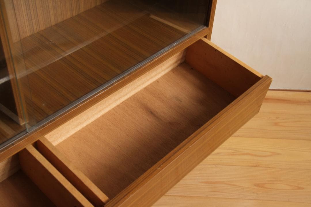 ガラス棚　収納棚　本棚　食器棚　木製　古道具　古道具　ビンテージ　レトロ