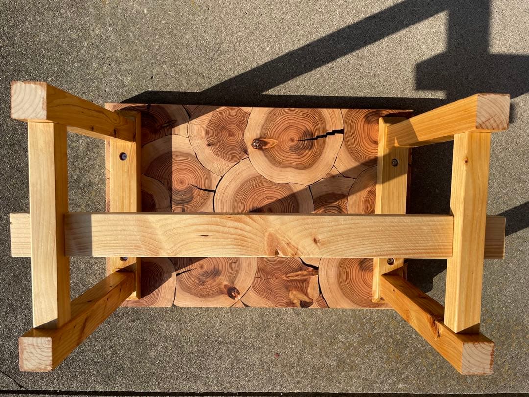 杉の丸太ローテーブル サイドテーブル 花台