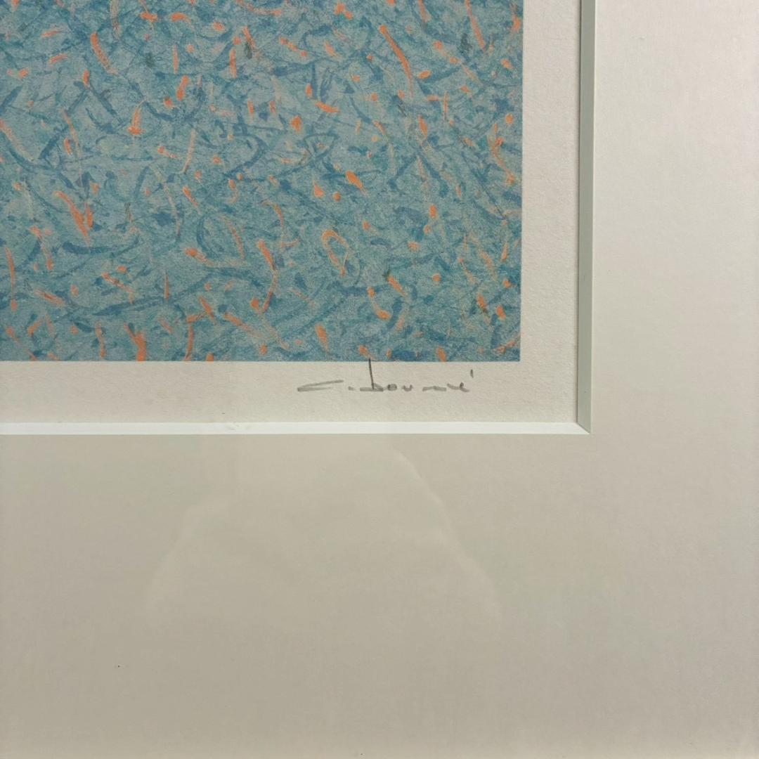 美品 アンドレ・ブーリエ「青いマリーナ」リトグラフ 直筆サイン入