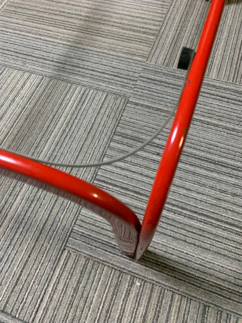 昭和レトロ　ガラステーブル　赤