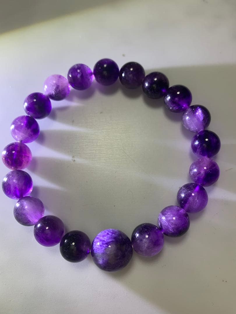 チャロアイト13ミリ、アメジスト10ミリデザインブレスレット　内径17 高品質