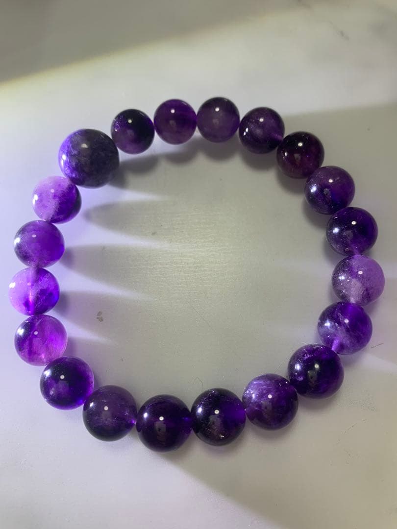 チャロアイト13ミリ、アメジスト10ミリデザインブレスレット　内径17 高品質