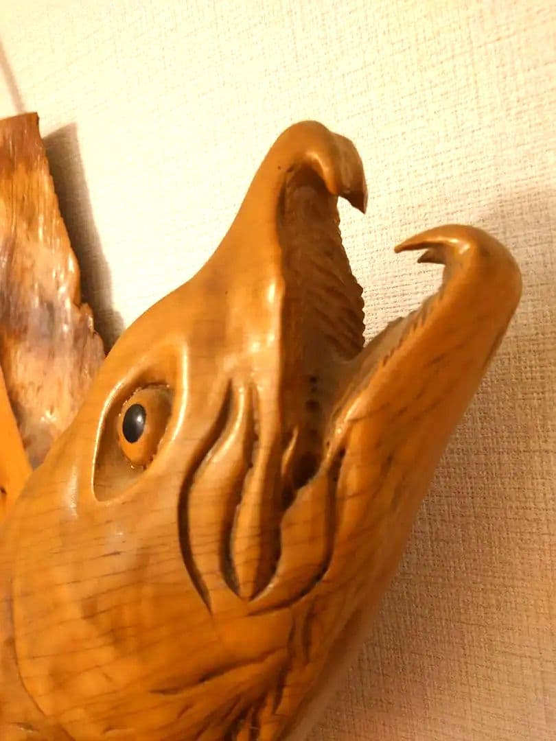 北海道民芸　木彫り　昇り鮭　インテリア