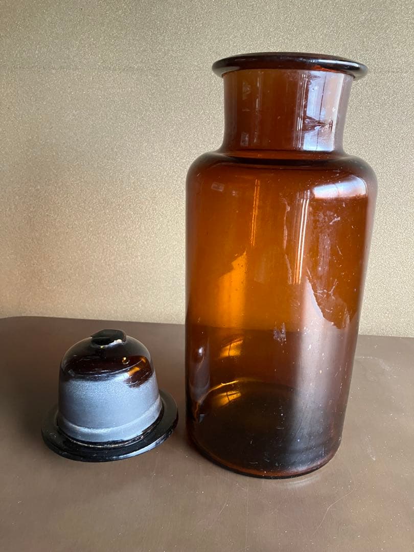 薬瓶　アンティーク　アンバー　レトロガラス瓶