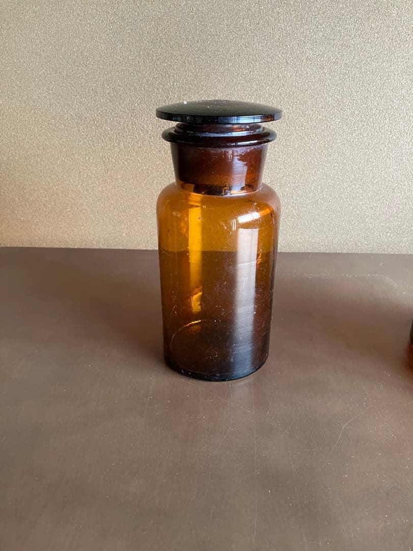 薬瓶　アンティーク　アンバー　レトロガラス瓶