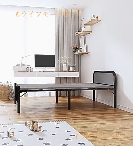 （ライフモード）コンパクトシングル折りたたみベッド 80cm 黒 室内屋外両用