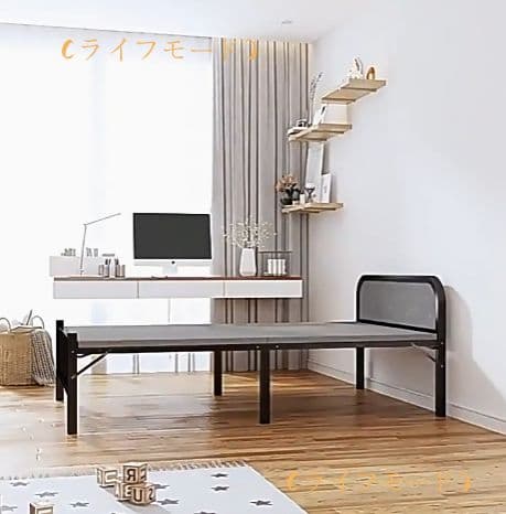 （ライフモード）コンパクトシングル折りたたみベッド 80cm 黒 室内屋外両用