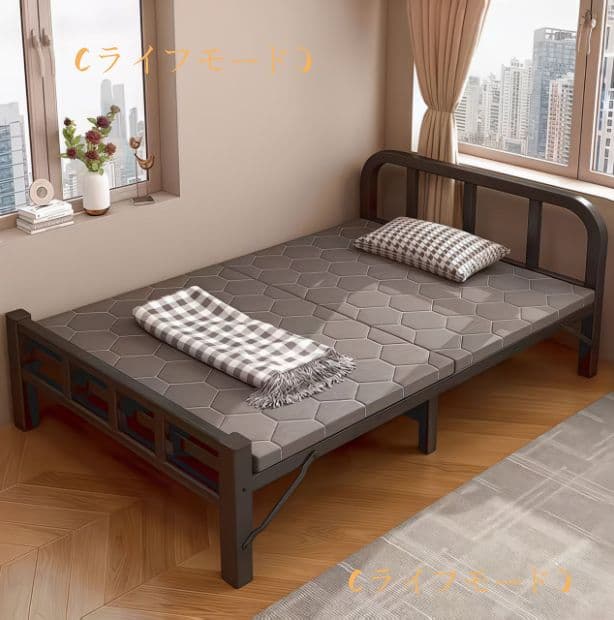 （ライフモード）コンパクトシングル折りたたみベッド 80cm 黒 室内屋外両用