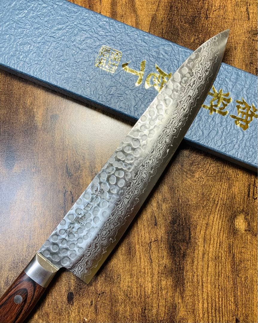 堺白鶴作　牛刀　包丁　VG10ダマスカス　8寸