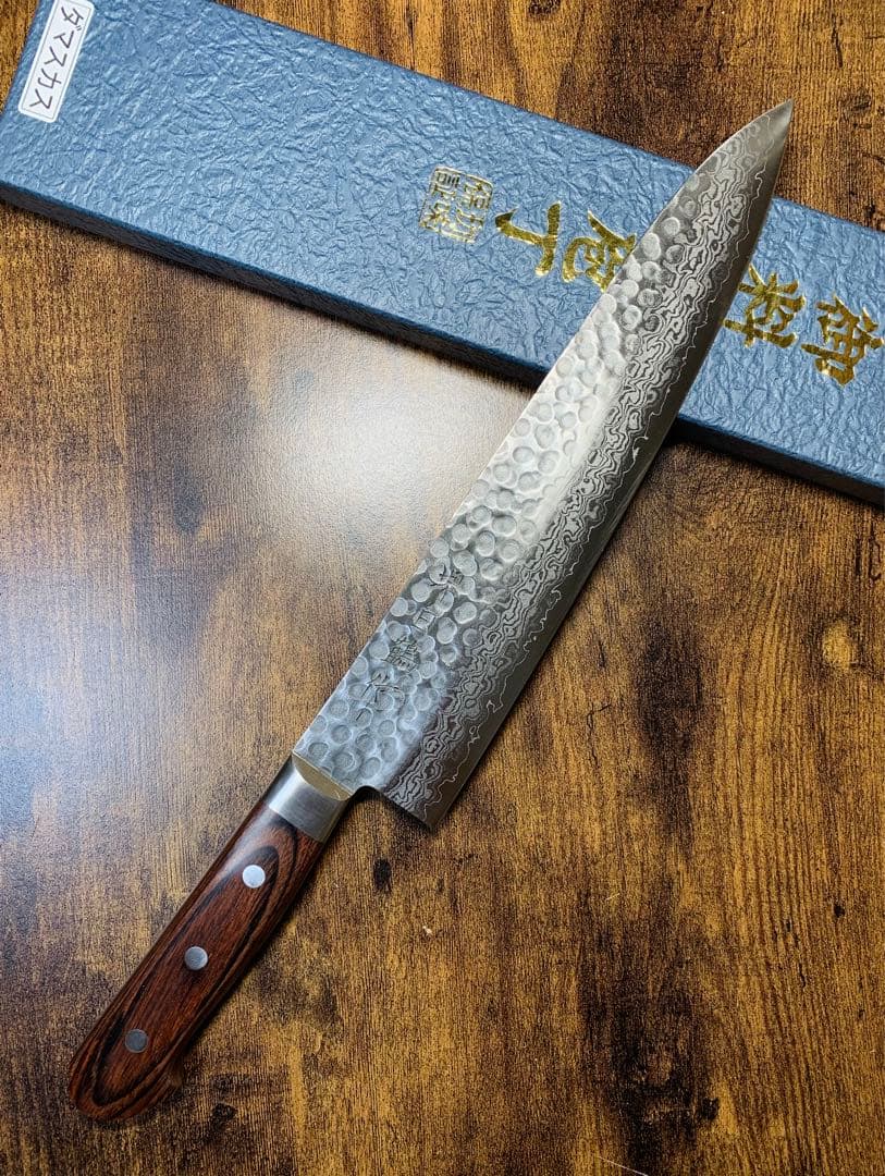 堺白鶴作　牛刀　包丁　VG10ダマスカス　8寸