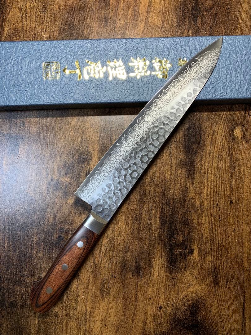 堺白鶴作　牛刀　包丁　VG10ダマスカス　8寸