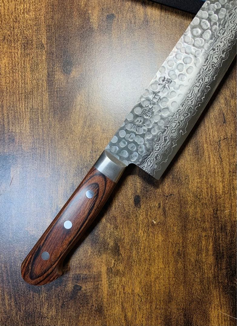 堺白鶴作　牛刀　包丁　VG10ダマスカス　8寸