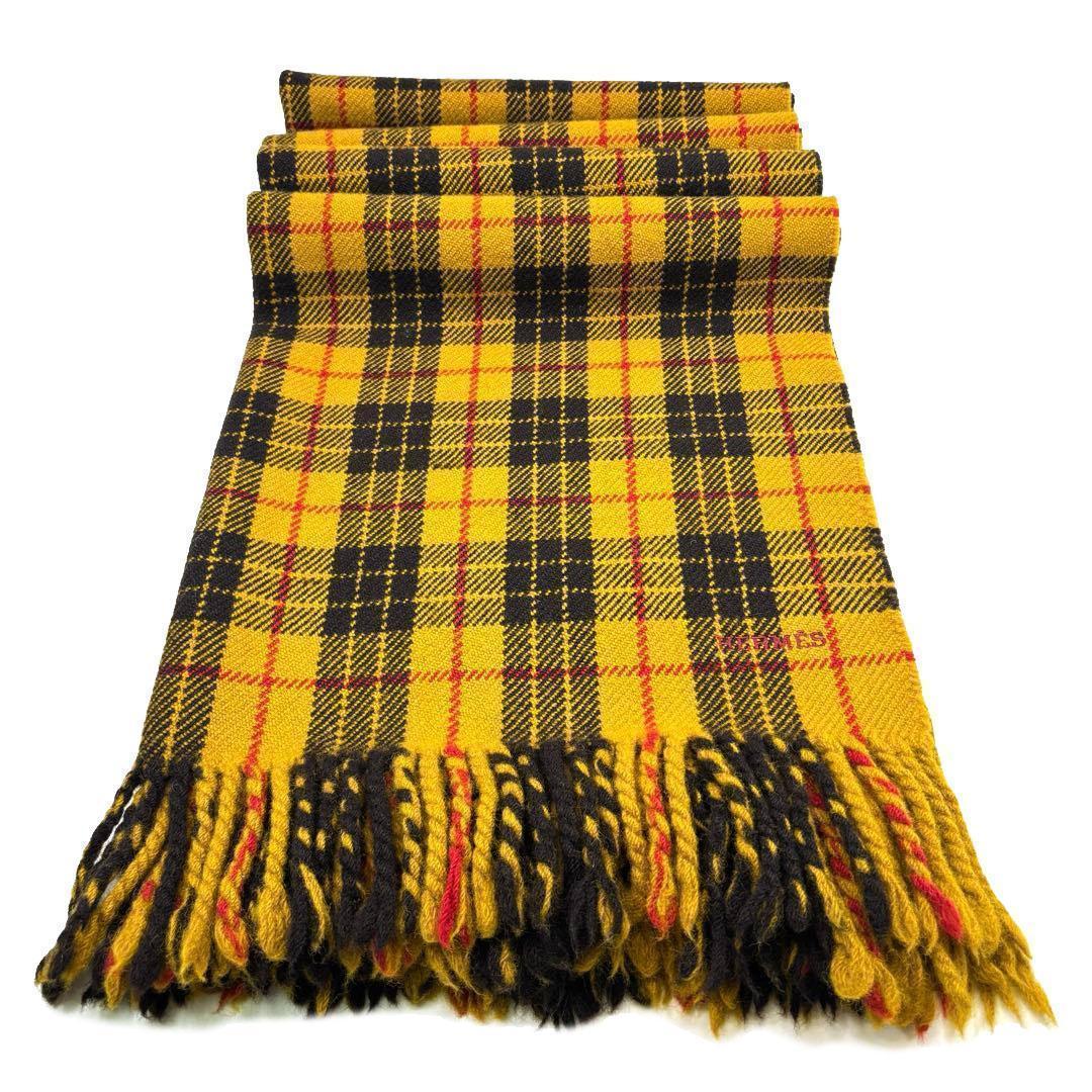 【入手困難】エルメス ひざ掛け ブランケット タータンチェック ウール 2M66