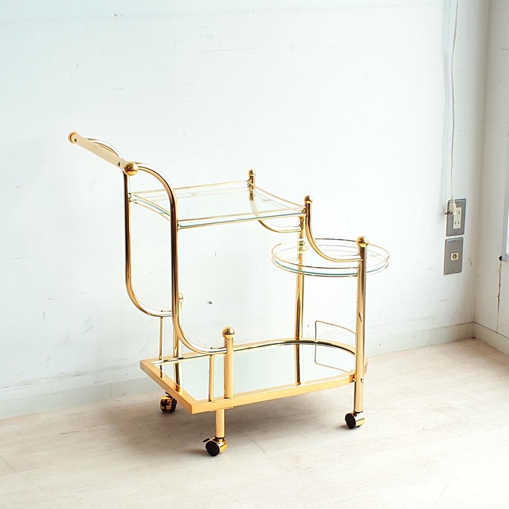 ゴールドフレーム サービスワゴン ガラス天板 エレガント ZR24073
