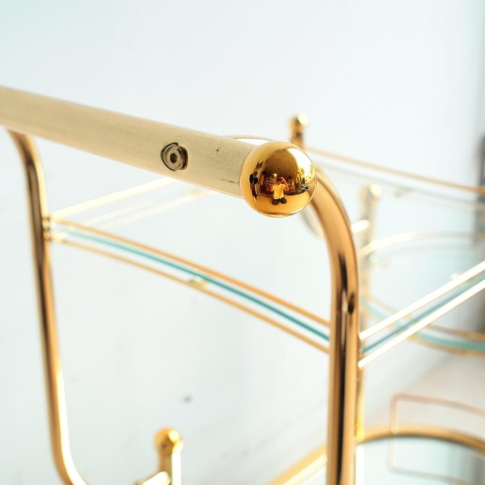 ゴールドフレーム サービスワゴン ガラス天板 エレガント ZR24073