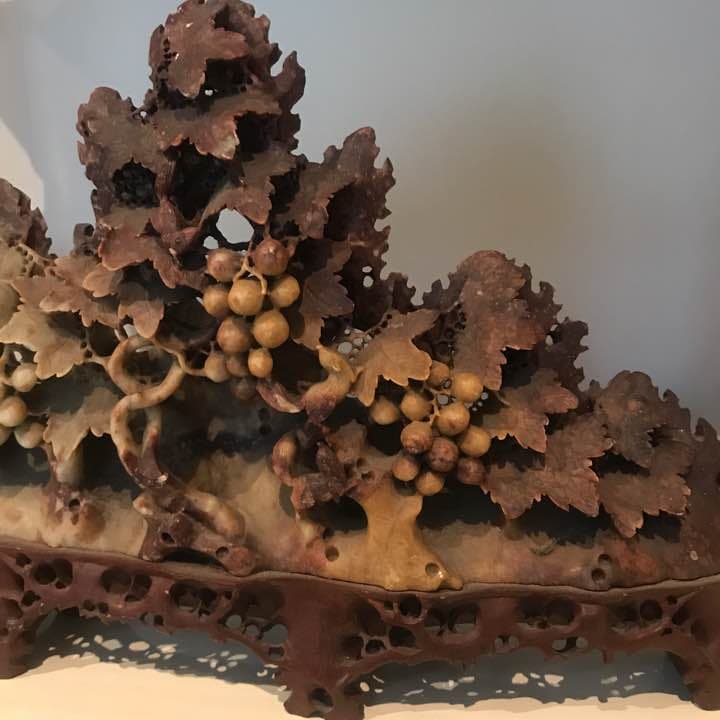 天然石 置物 美術品 彫り物 骨董品 インテリア オブジェ 雑貨 台座 葡萄