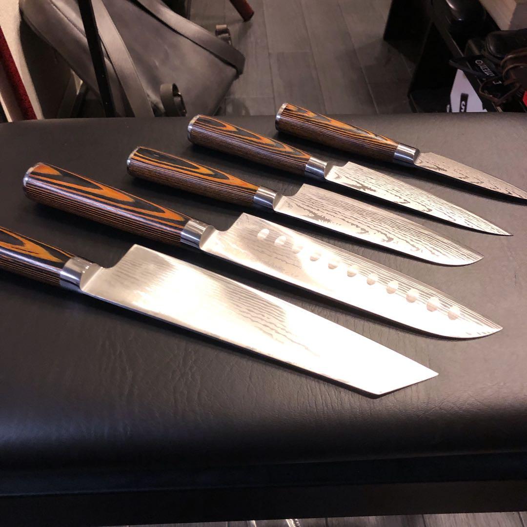 未使用　三徳包丁　ダマスカス　包丁　5本セット