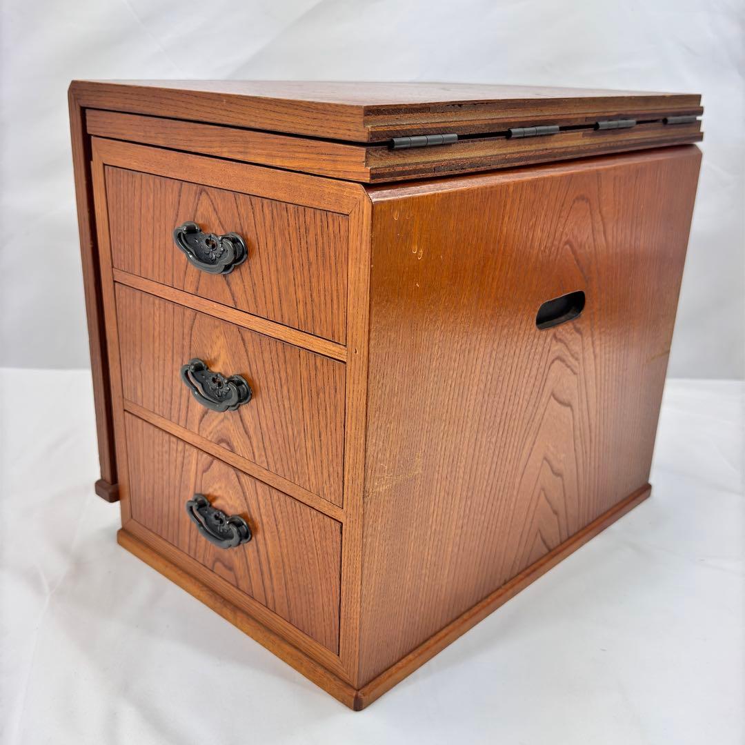 【アンティーク】木製 折りたたみ式 文机 3杯 小箪笥 小物入れ 昭和レトロ