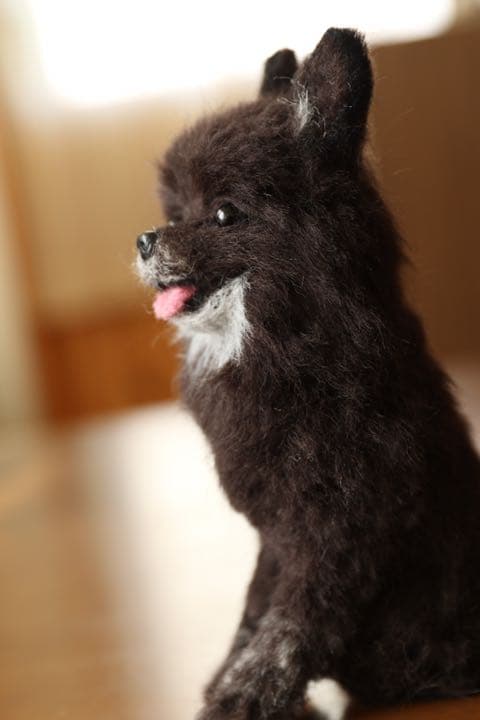 羊毛フェルト　ポメラニアン　ブラック