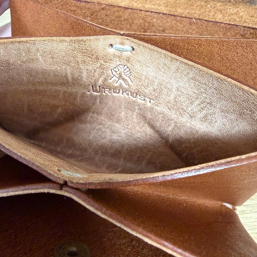URUKUST ブラウン レザー コンパクト財布
