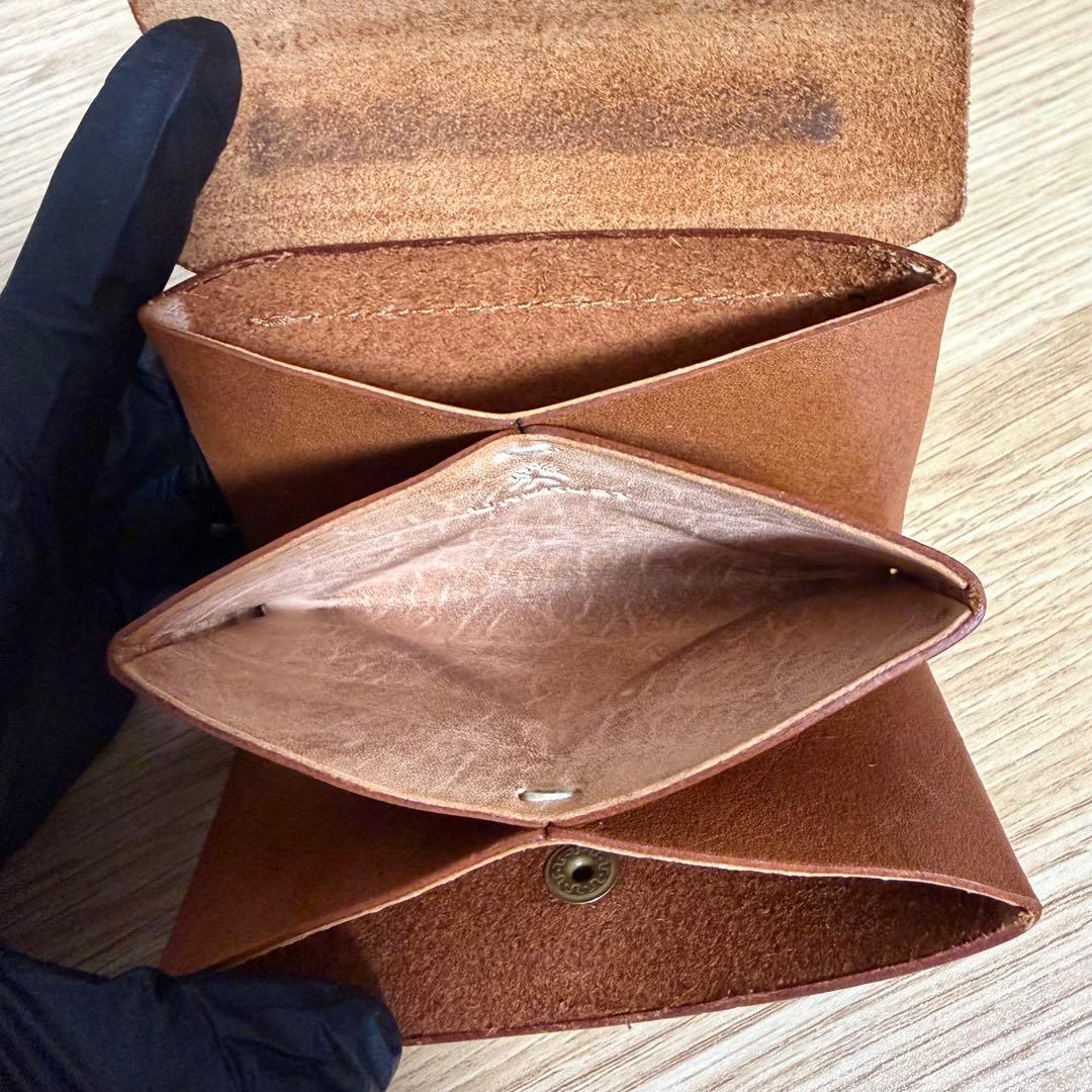 URUKUST ブラウン レザー コンパクト財布