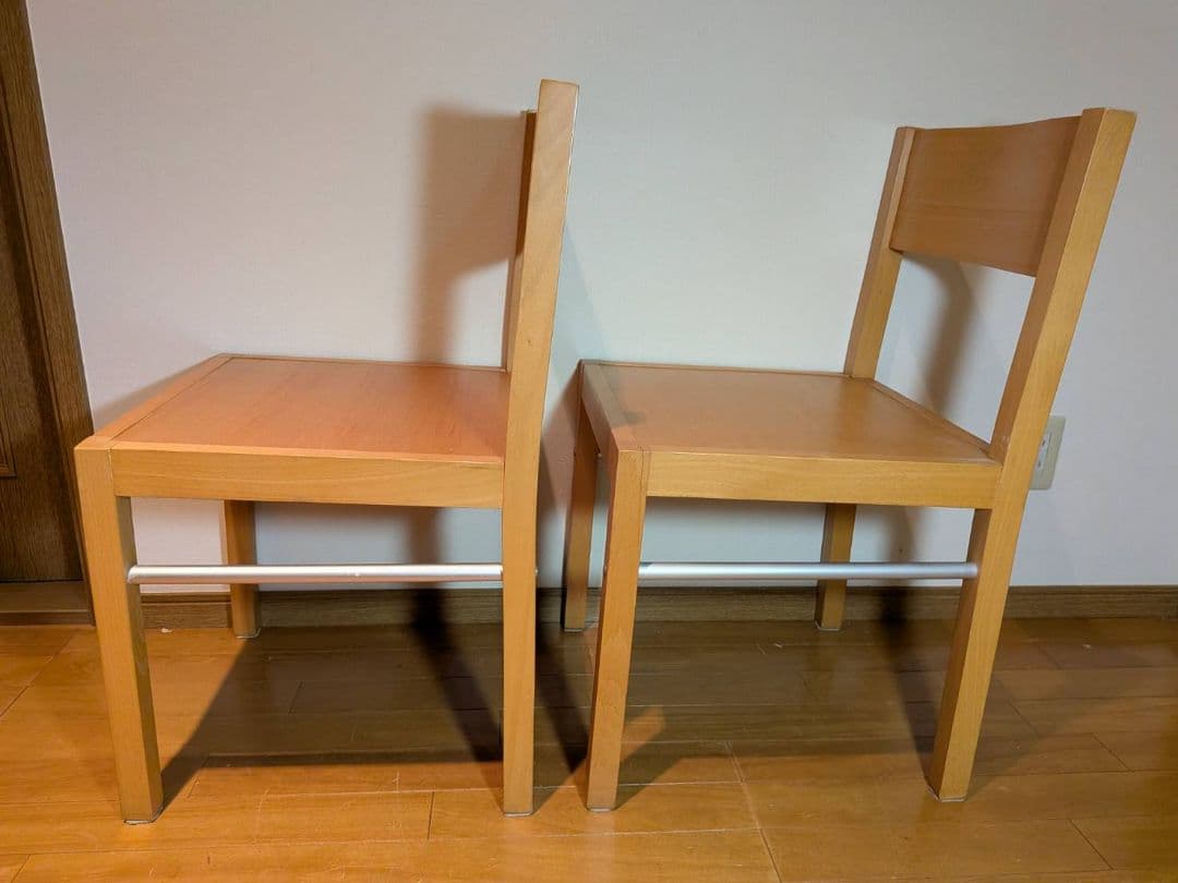 《送料込》無印 ダイニングチェア ブナ材 木製イス 廃盤品 2脚セット 椅子