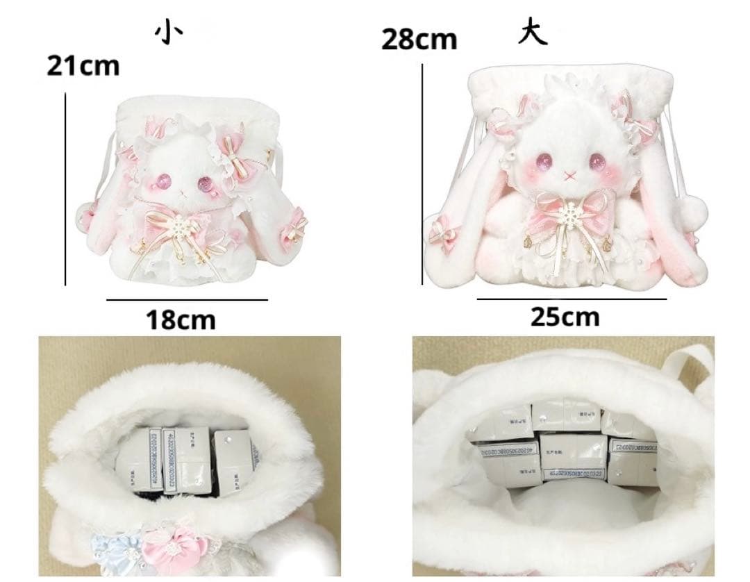 Lolitaうさぎバッグ ロリータ ハンドメイド 巾着 斜め掛け かわいい