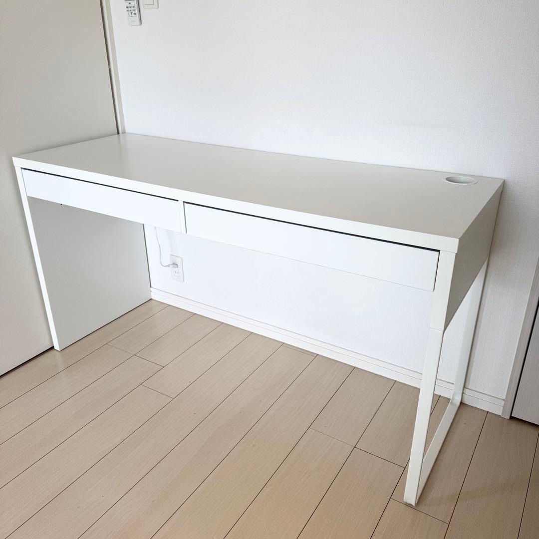 IKEA MICKE デスク ホワイト 幅105cm 引き出し付き