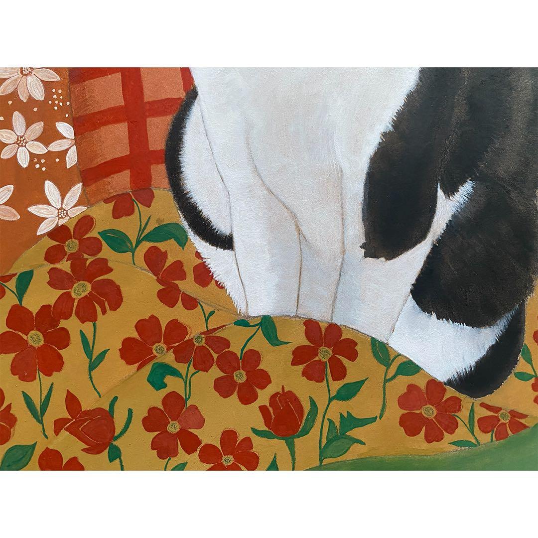 原画「寝床の二匹」《＋猫イラスト３枚無料プレゼント》