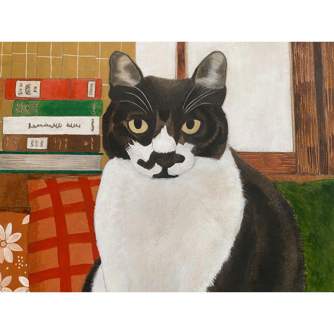 原画「寝床の二匹」《＋猫イラスト３枚無料プレゼント》