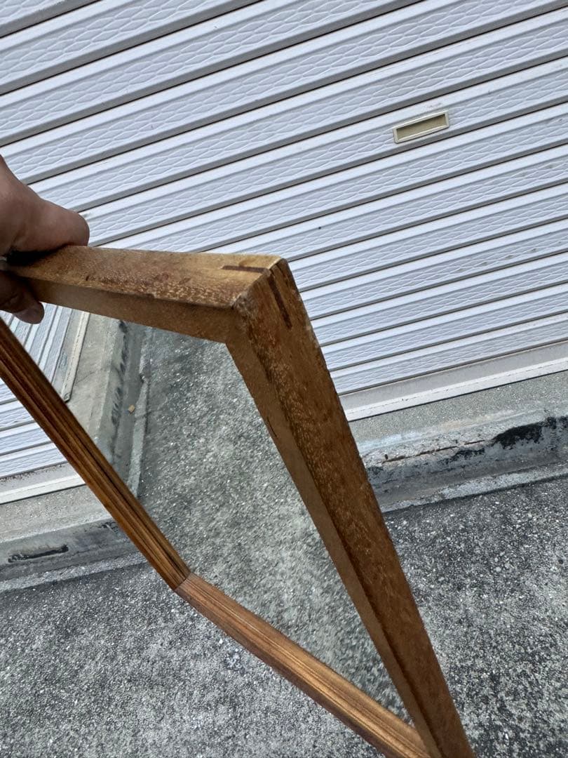 ミラー 壁掛け 美容室 インダストリアル 木製フレーム 男前