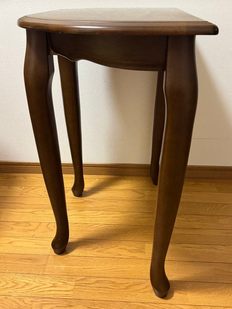 ヴィンテージ　アンティーク　サイドテーブル　木製　猫足　花台　電話台