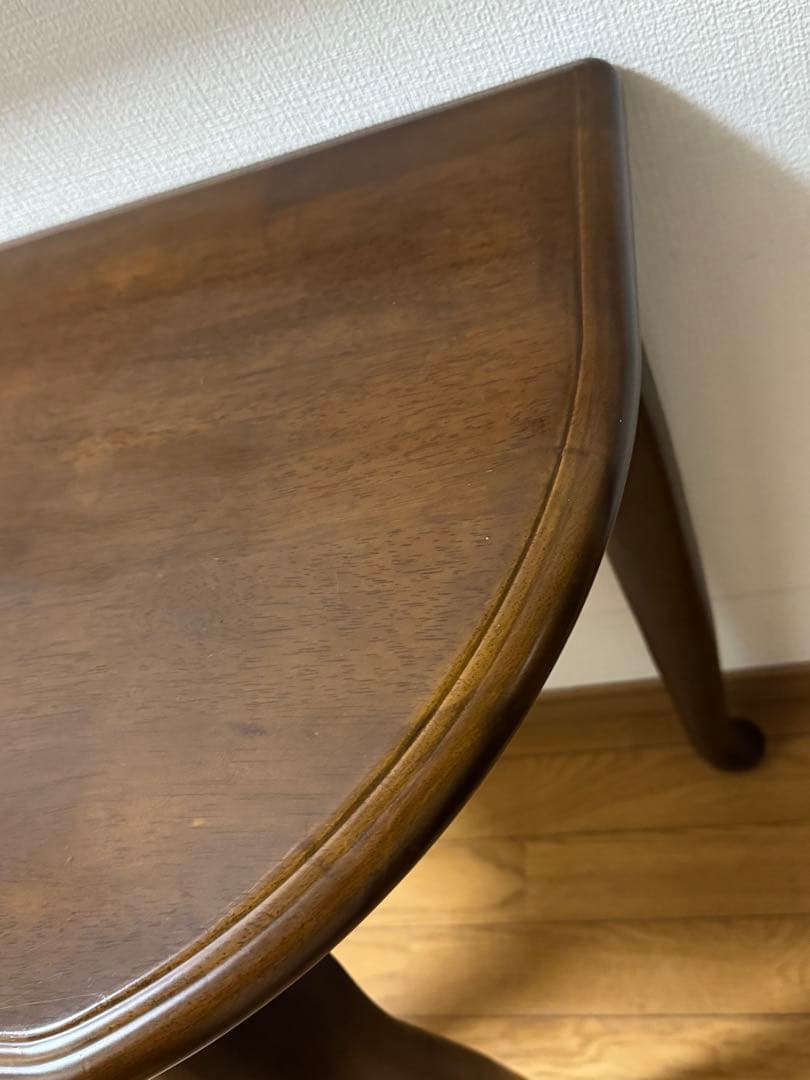 ヴィンテージ　アンティーク　サイドテーブル　木製　猫足　花台　電話台