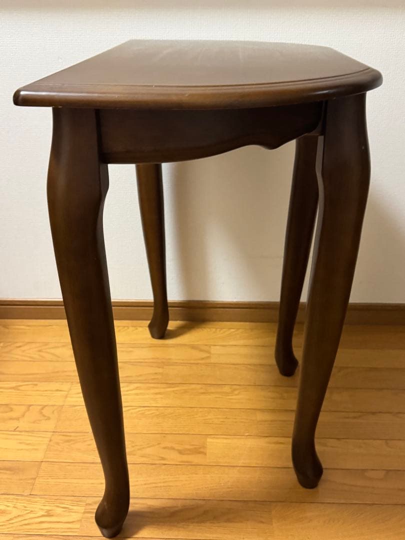 ヴィンテージ　アンティーク　サイドテーブル　木製　猫足　花台　電話台