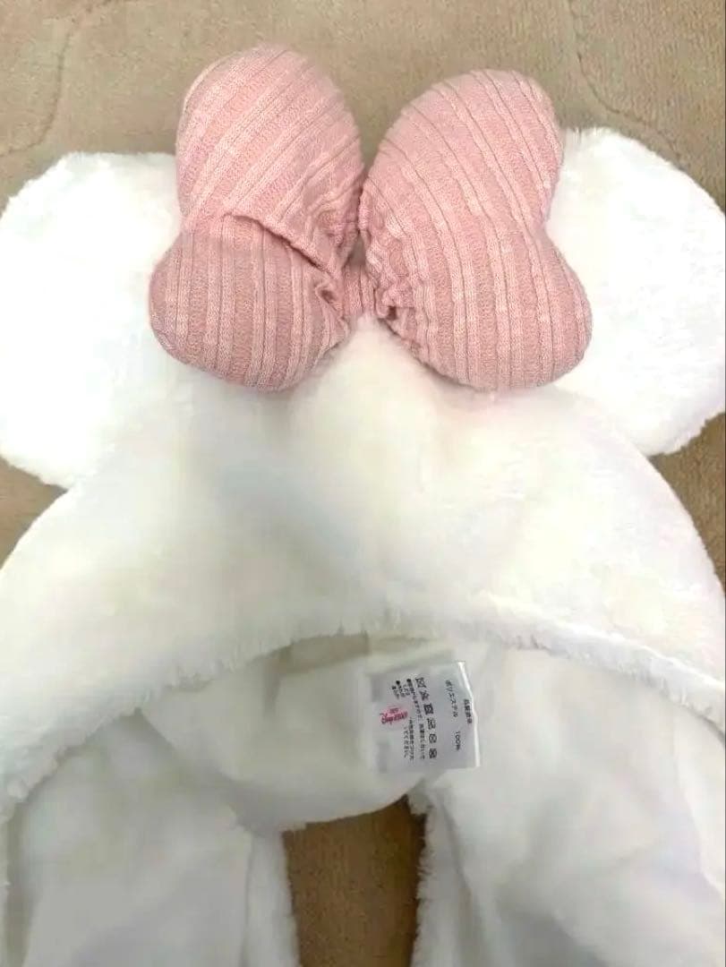 ディズニー マフラーキャップ リボン 白 ピンク 紫 ミニー 2個セット