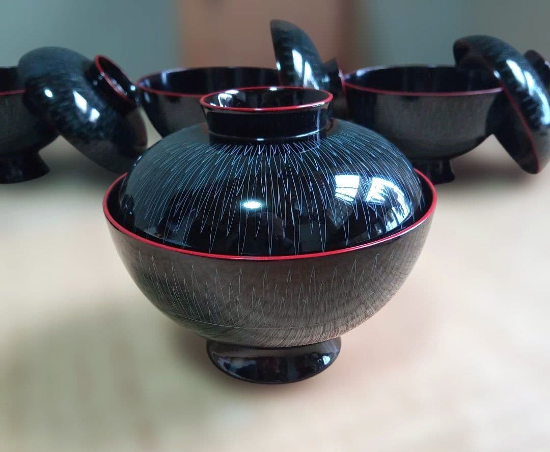 山中塗 喜八工房 高級御吸物椀 5客