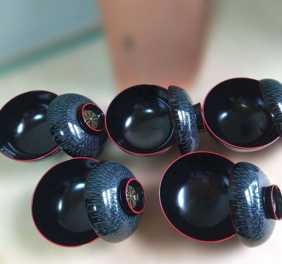 山中塗 喜八工房 高級御吸物椀 5客