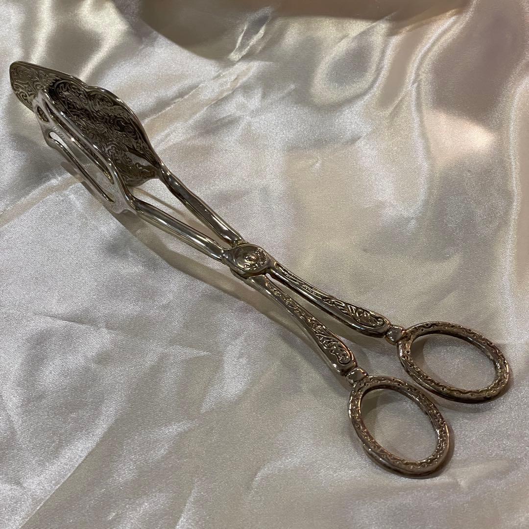 シルバープレート フォーク型トング 23.5cm サーバー サラダトング