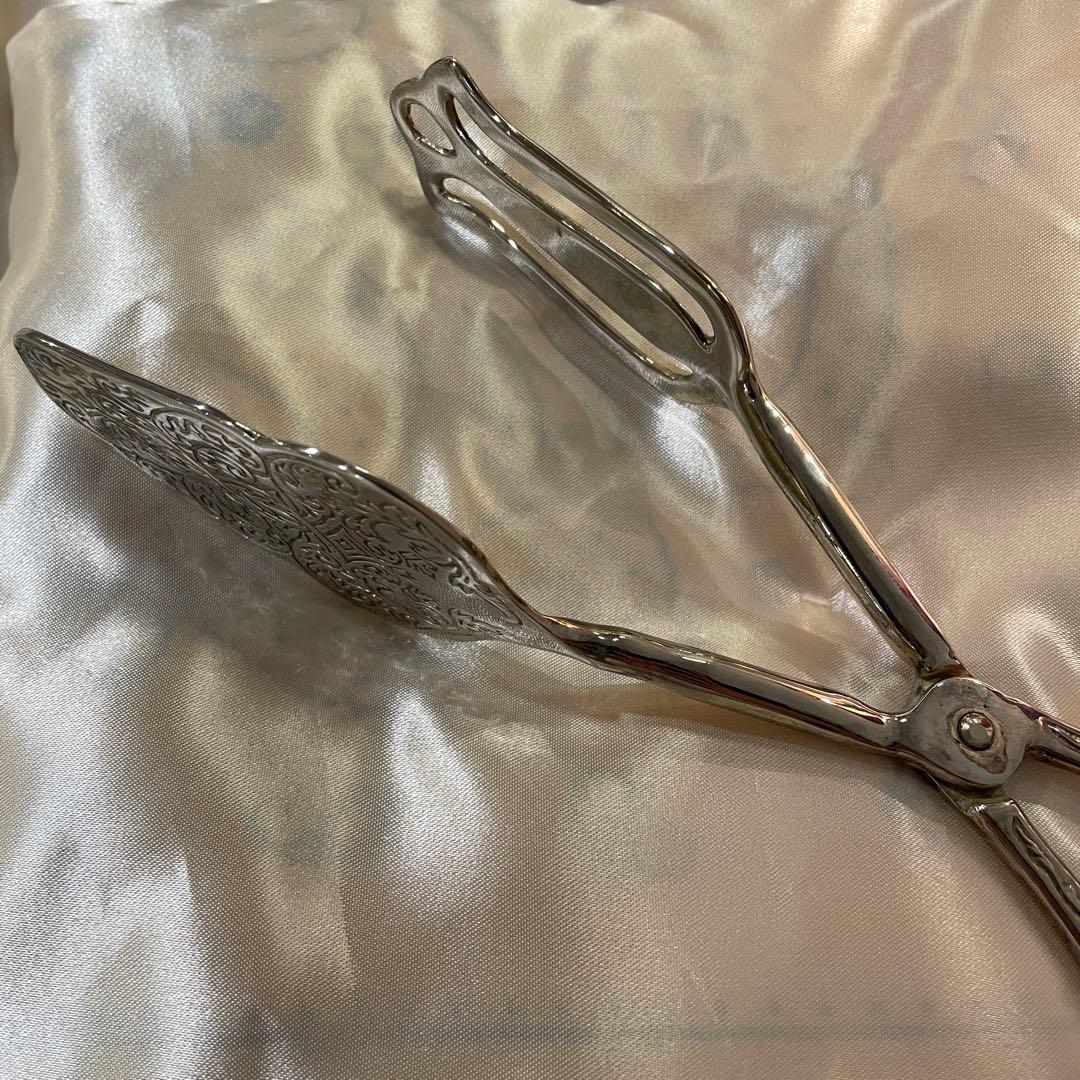 シルバープレート フォーク型トング 23.5cm サーバー サラダトング