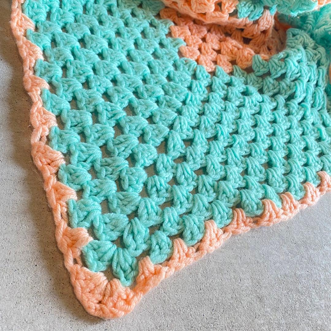 【1970s USA vintage】グラニーブランケット クロシェ パステル