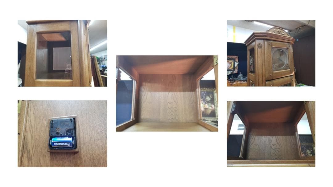 b5　時計付き　キュリオケース　ガラス棚　飾り棚